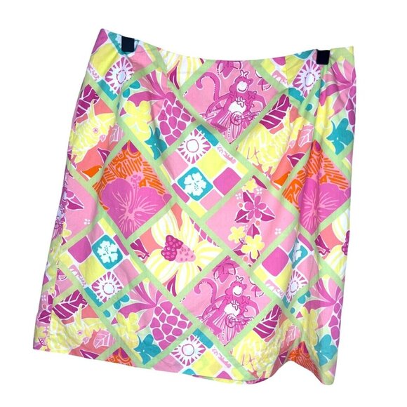 Lilly Pulitzer Dresses & Skirts - Lilly Pulitzer White Tag Skirt  Size 6 Patchwork Floral Theme Print Vintage